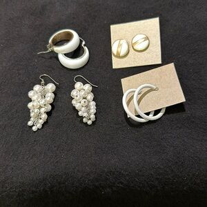 White earrings 4 pairs